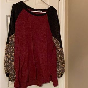Leopard Bubble Sleeve Sweater - Chic Soul